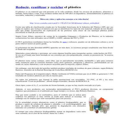 D11 reducir reutilizar y reciclar el plastico