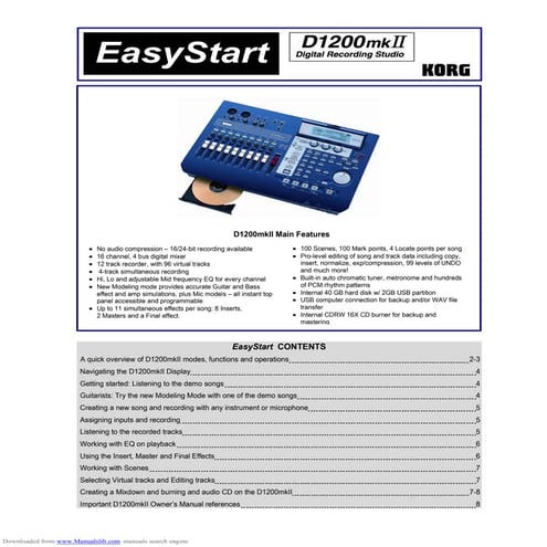 Korg D1200mkii manual