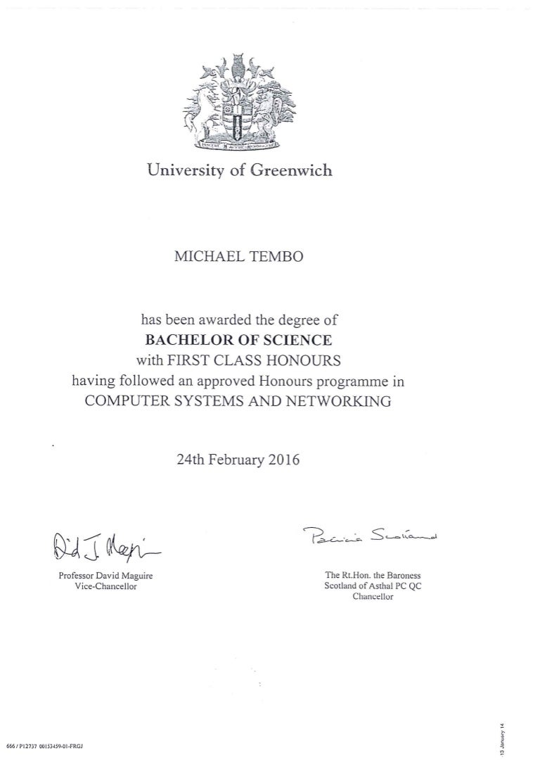 BSc Certificate