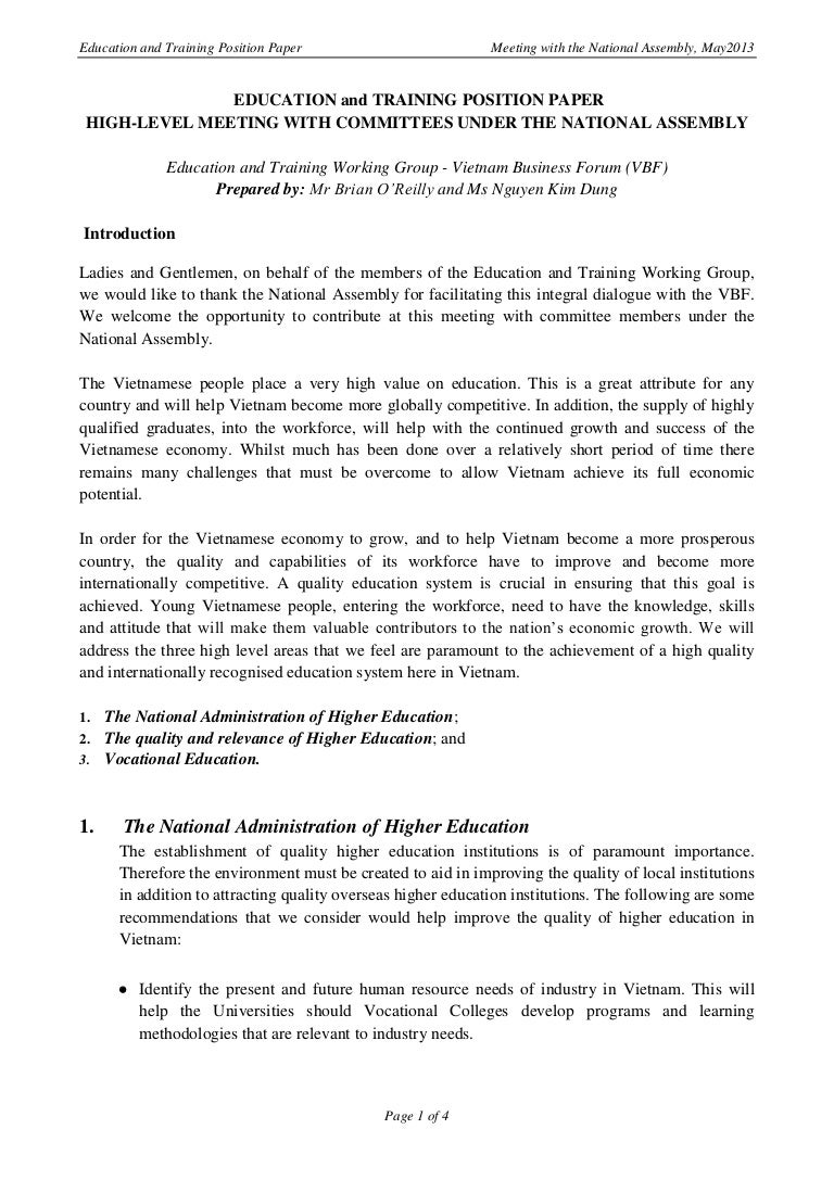 Education and Training Position Paper - NA - May 2013 - EN - Final
