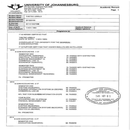 academic transcript | PDF