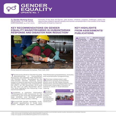 Gender Equality Update No 7 - 30th November 2015