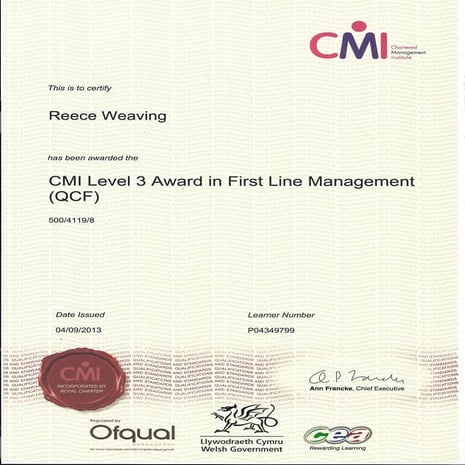 CMI Level 3 Award in First Line Management (QCF)