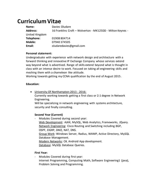 Curriculum Vite | DOCX | IT and Internet Support | Internet