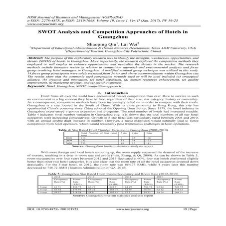 SWOT Analysis and Competition Approaches of Hotels in Guangzhou