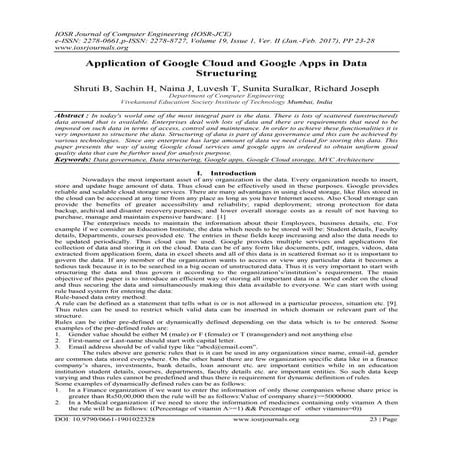Application of Google Cloud and Google Apps in Data Structuring