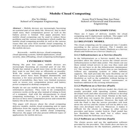 URECA Research Paper - Mobile Cloud Computing