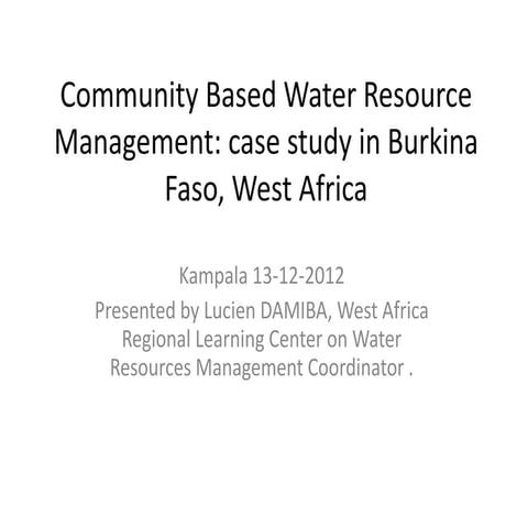 Community Based Water Resource Management PRESENTATION