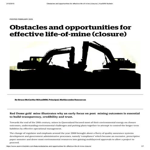 Obstacles and opportunities for effective life-of-mine (closure) _ AusIMM Bul...