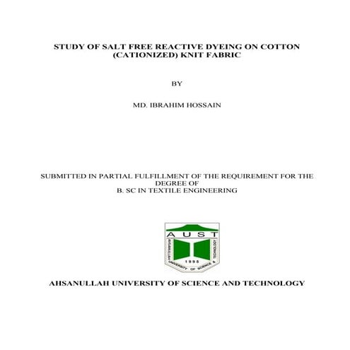 Salt Free Reactive Dyeing of Knitted Fabric | PDF