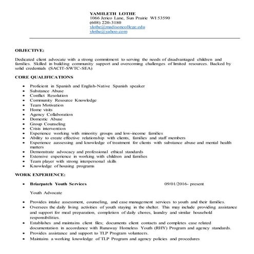 resume Yamileth Lothe 2017