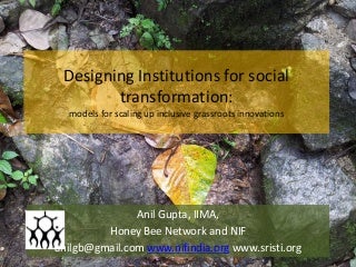 designing innovation, insitutions for social transformation D1s3 gupta anil iciig