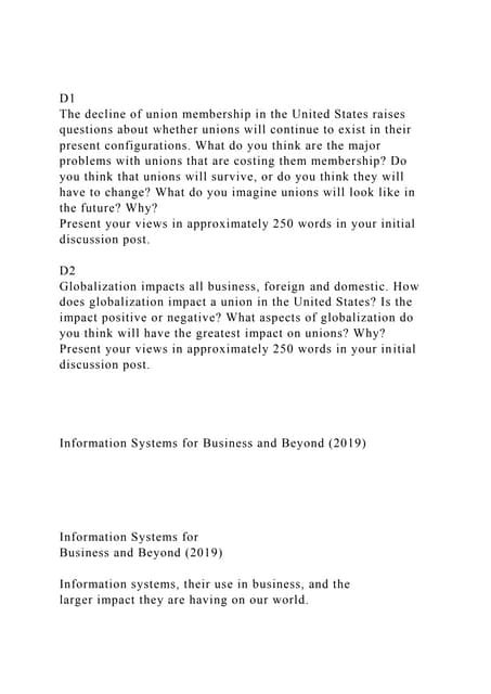 D1The decline of union membership in the United States raises qu.docx