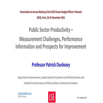 Publilc sector productivity - Patrick Dunleavy, United Kingdom