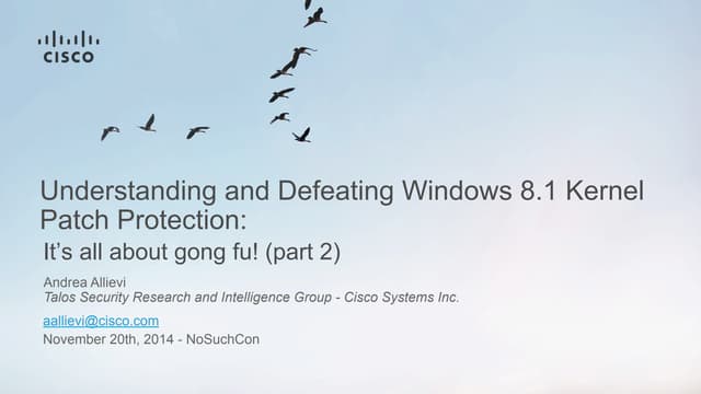 NSC #2 - D2 01 - Andrea Allievi - Windows 8.1 Patch Protections