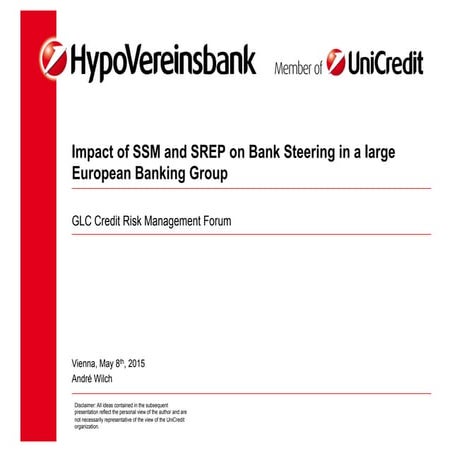 Impact of SSM and SREP on Bank Steering in a large European Banking ...