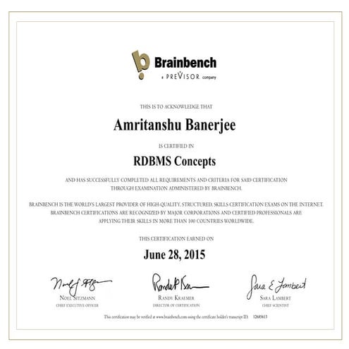 RDBMS Concepts - Brainbench