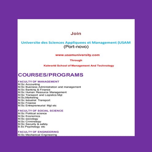 Join USAM University | PDF