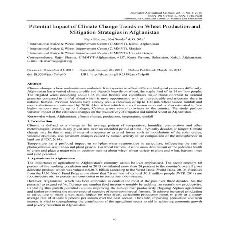 Economic Impact of Climate Change on Wheat and Cotton in Major ...