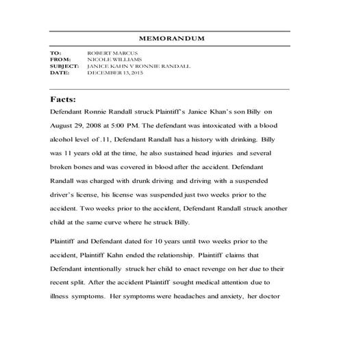 Legal Memorandum Khan vs. Randall