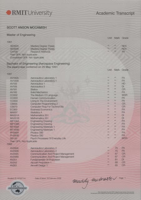 Final Otago Transcript PDF | PDF