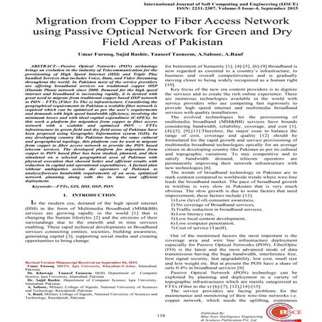 Migration from Copper to Fiber Access Network using Passive Optical Network f...
