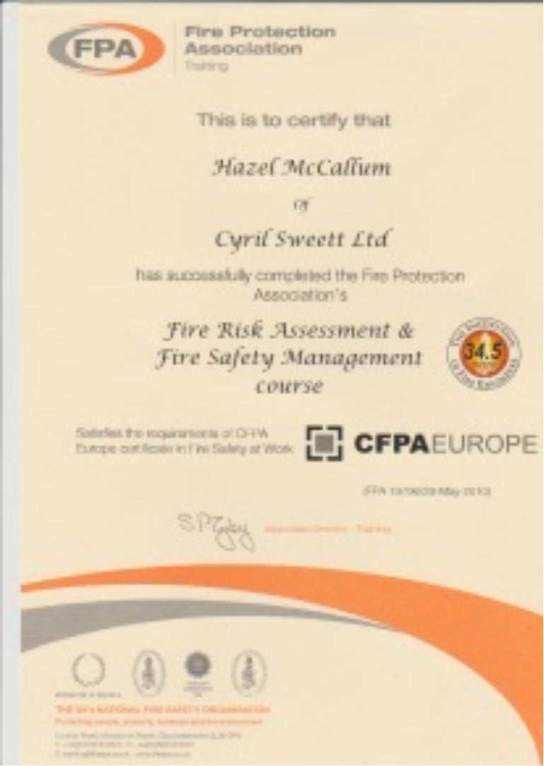 FPA Fire Safety Risk Assessment and Fire Safety Management