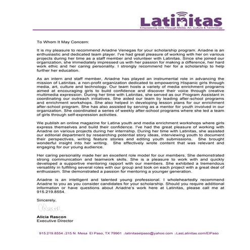 Recomendation Letter