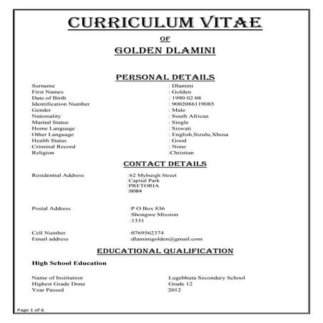 simphiwe cv | PDF