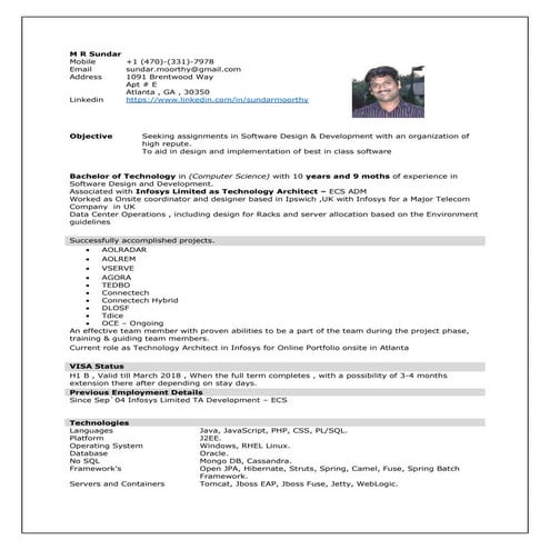 Resume-Sundar MR