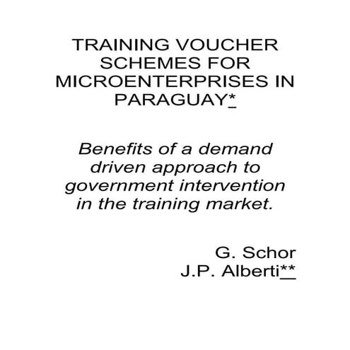 TRAINING VOUCHER SCHEMES FOR MICROENTERPRISES IN PARAGUAY
