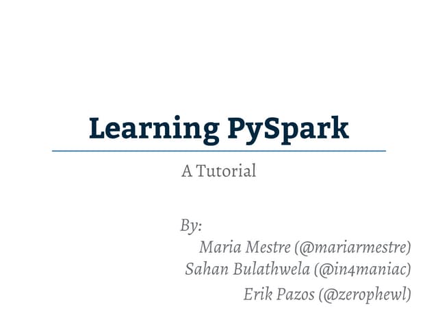 Spark tutorial