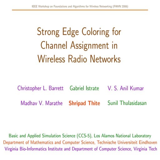 Strong Edge Coloring for Channel Assignment in Wireless Radio Networks