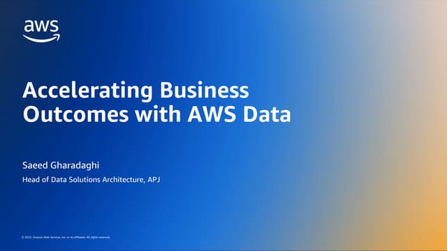 [Keynote] Accelerating Business Outcomes with AWS Data - 발표자: Saeed Gharadagh...
