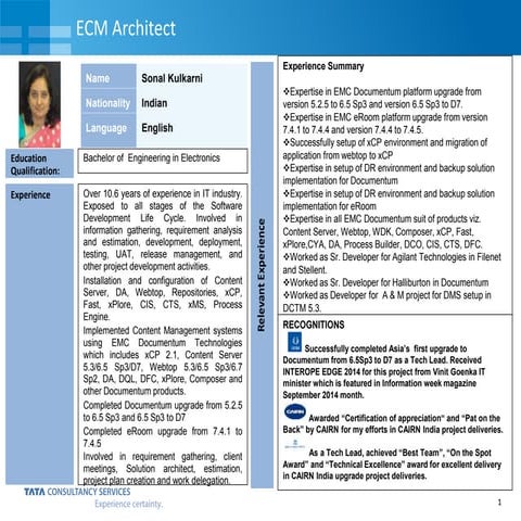 Sonal Kulkarni ECM Architect