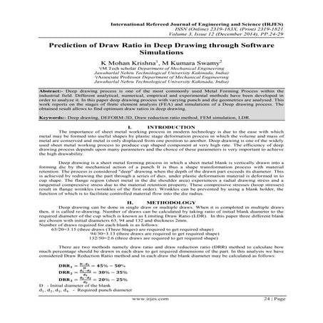 Prediction of Draw Ratio in Deep Drawing through Software Simulations