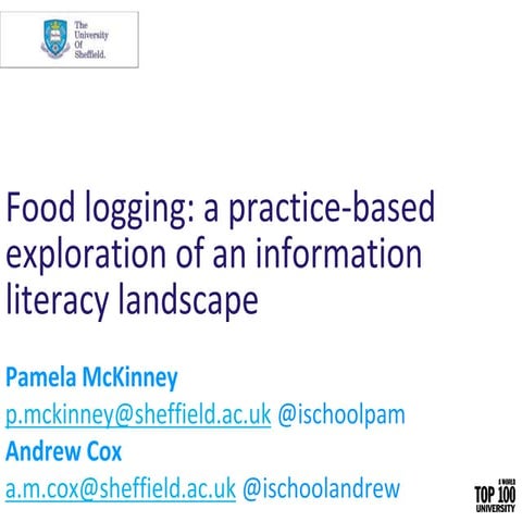 Food logging: a practice-based exploration of an Information Literacy landscape