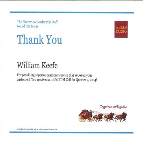 Wells Fargo Banker Award 93.34% Adherence | PDF