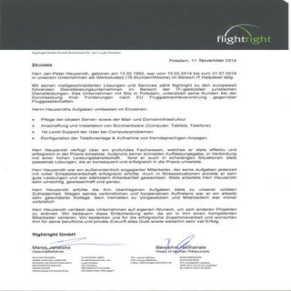 flightright-arbeitszeugnis