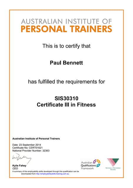 australian institute of fitness cert 3 and 4