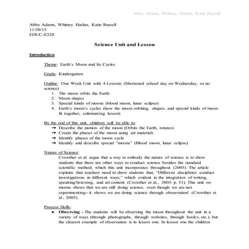 E328 Unit and Lesson