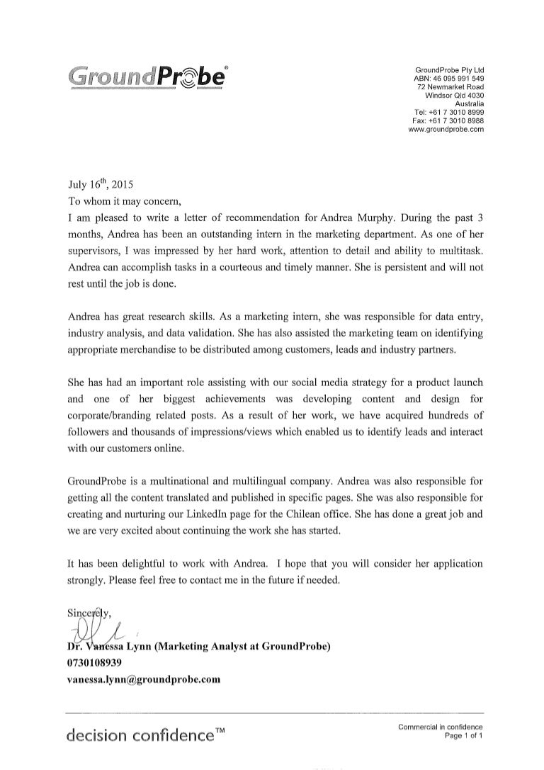 Marketing Letter of Andrea Murphy