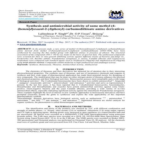Synthesis and antimicrobial activity of some methyl (4- (benzo[d]oxazol-2-yl)...