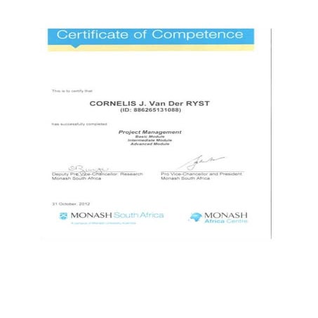 Project management certificate