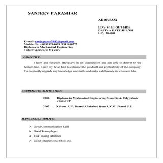 sanjeev parashar itd resume
