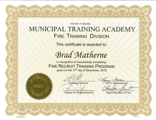 Fire Training Certificate Template