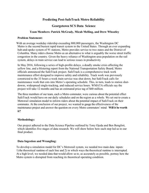 Predicting Post-SafeTrack Metro Reliability