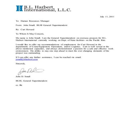 JOHN SMALL RECOMENDATION