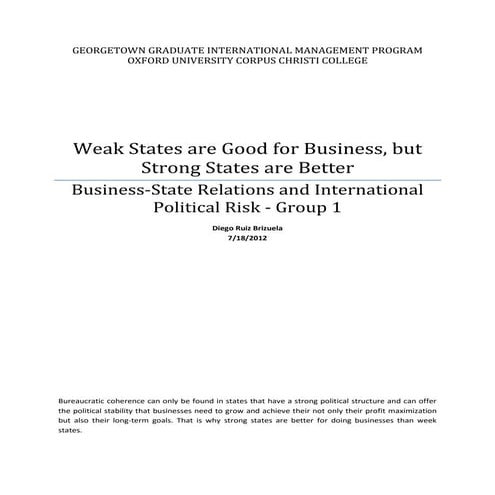 Weak states are good for business, Strong ones are better - Diego Ruiz Brizuela