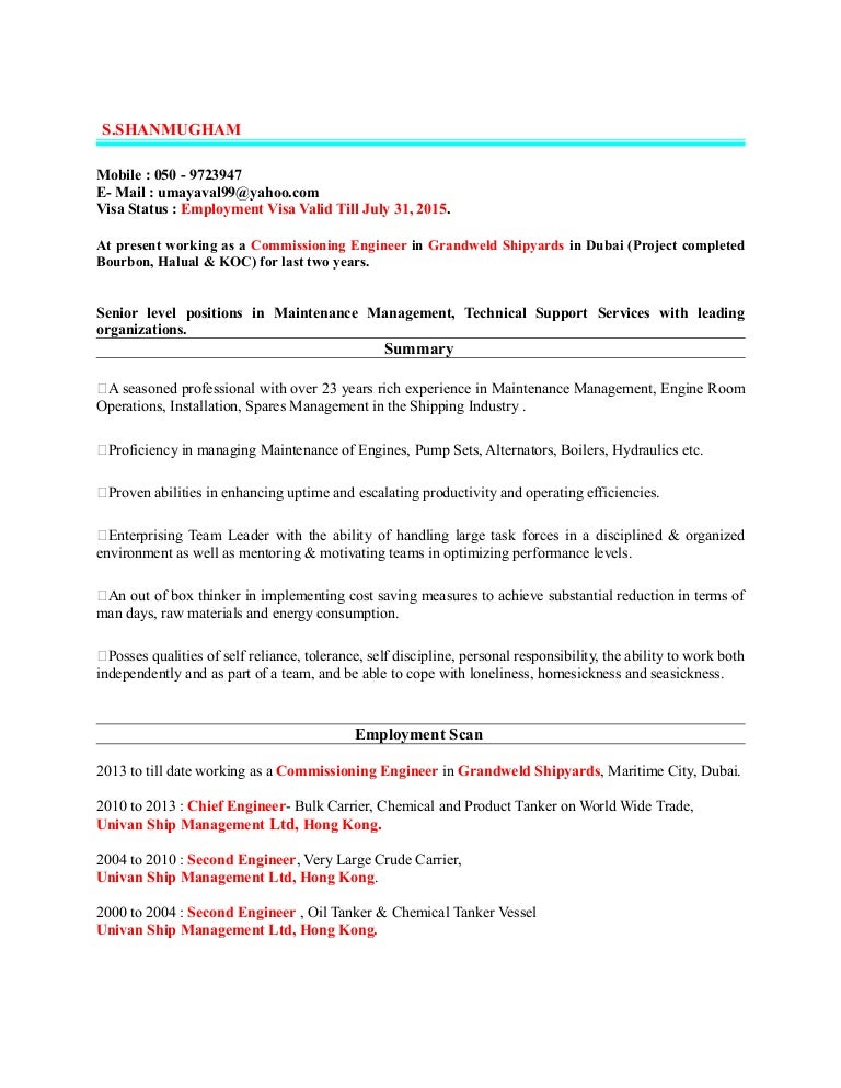 marine engineer cv 2015 marine engineer resumes
